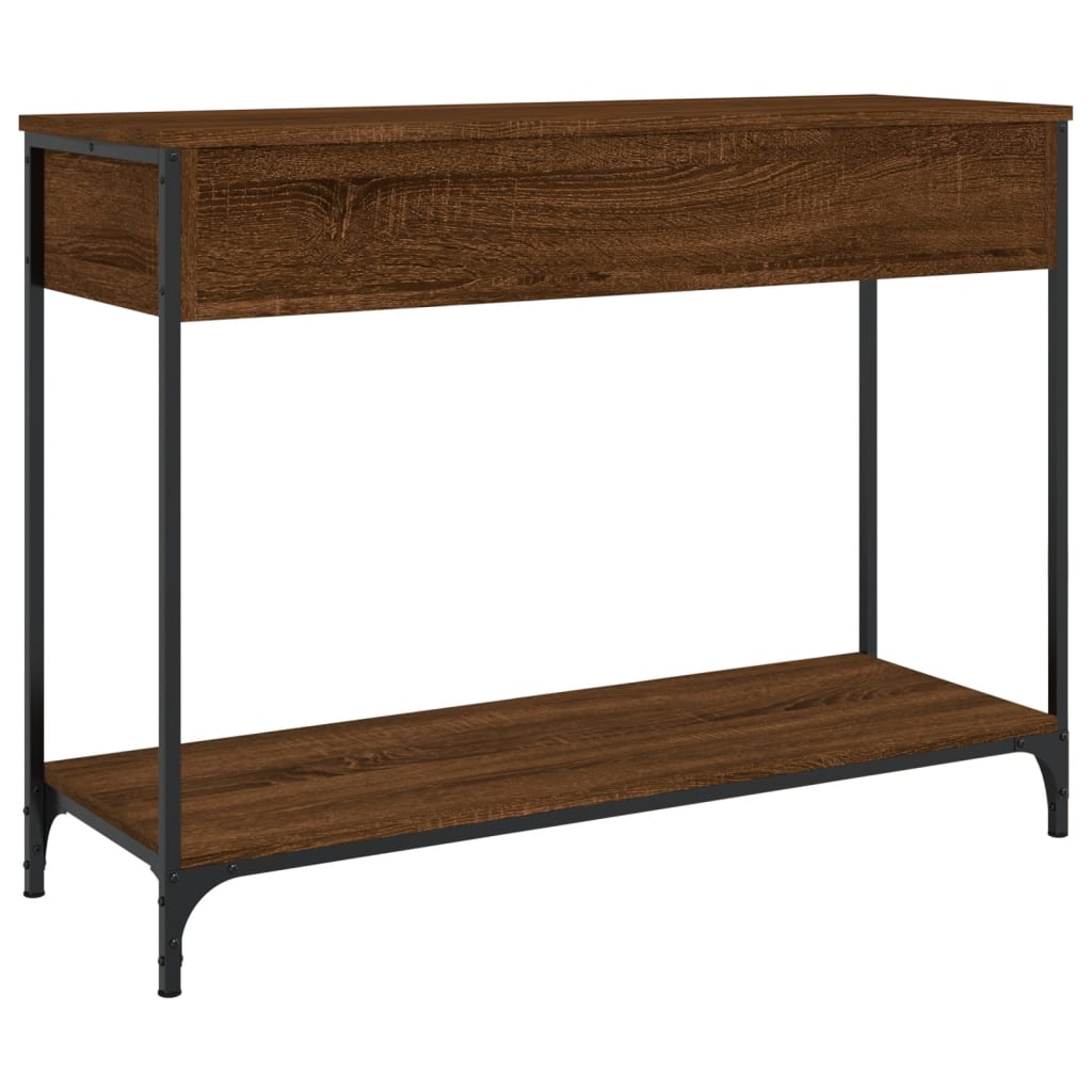 Mesa consola madera de ingeniería marrón roble 100x34,5x75 cm - Imagen 8