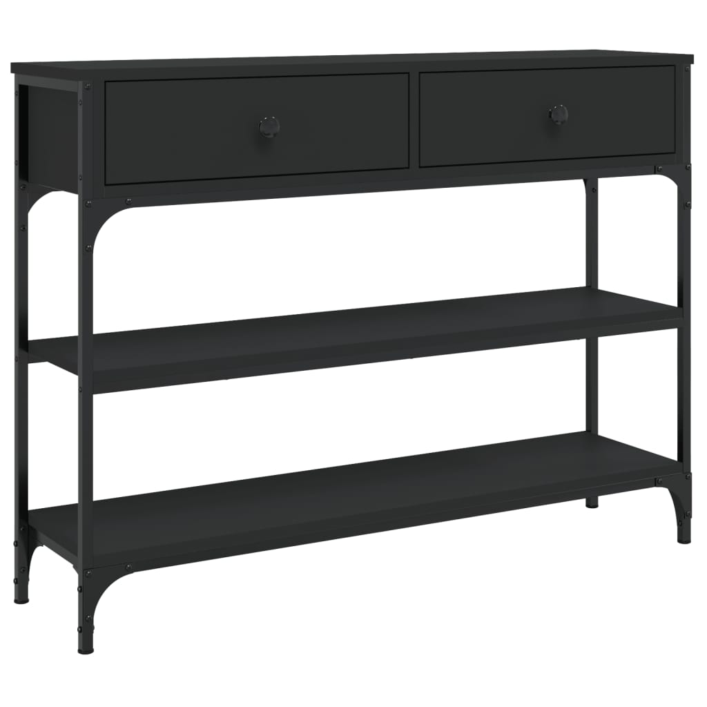 Mesa consola madera de ingeniería negra 100x25x75 cm - Imagen 2