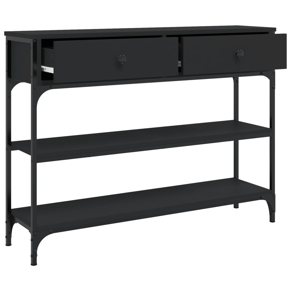Mesa consola madera de ingeniería negra 100x25x75 cm - Imagen 5