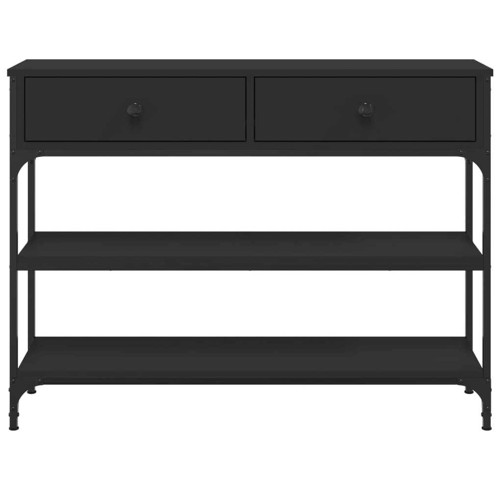 Mesa consola madera de ingeniería negra 100x25x75 cm - Imagen 6