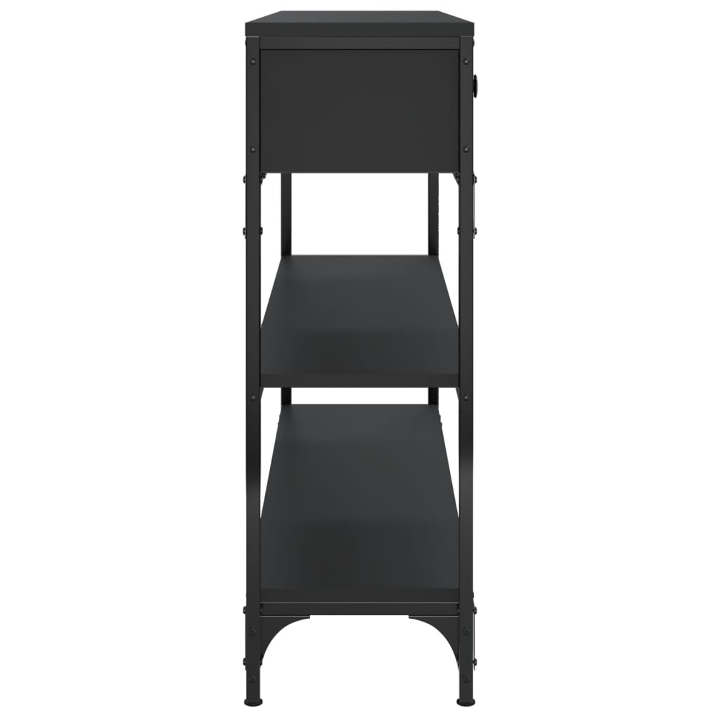 Mesa consola madera de ingeniería negra 100x25x75 cm - Imagen 7