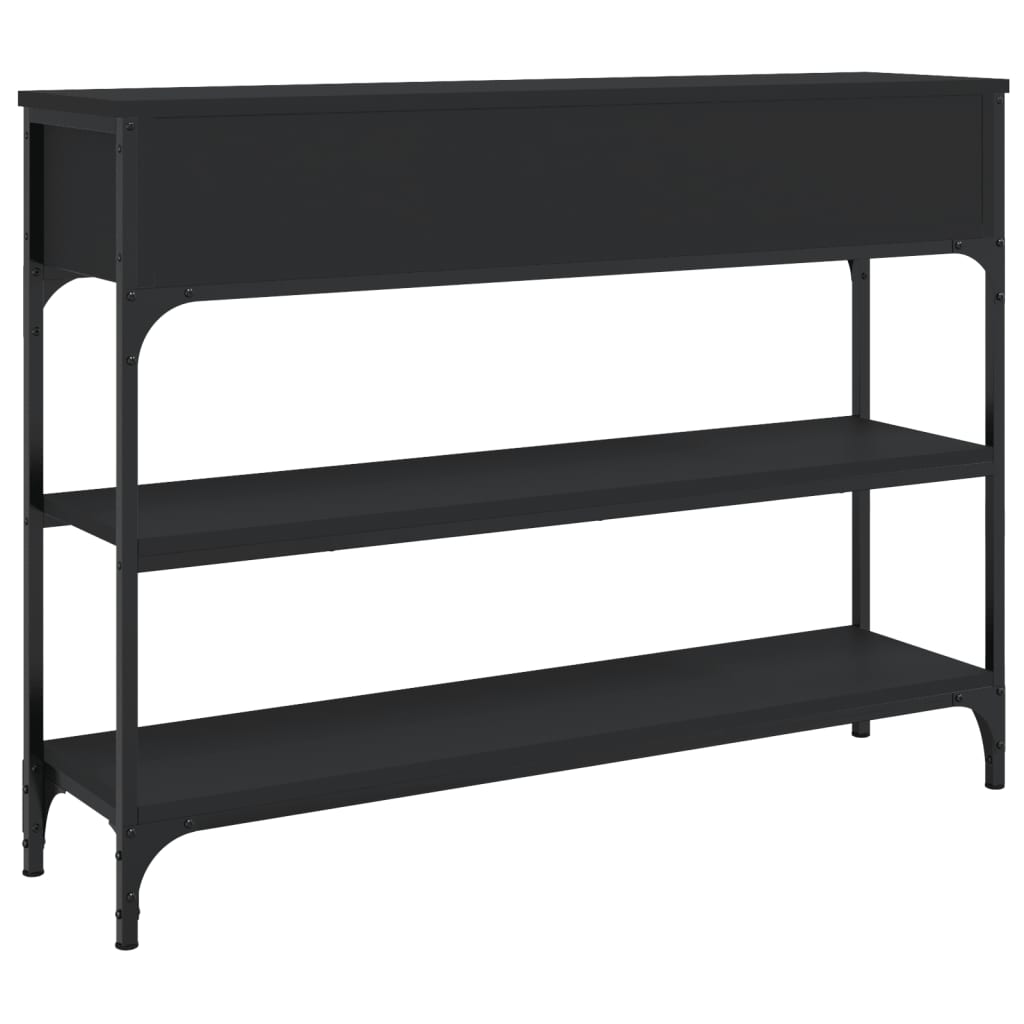 Mesa consola madera de ingeniería negra 100x25x75 cm - Imagen 8