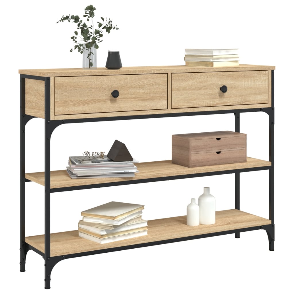Mesa consola madera de ingeniería roble Sonoma 100x25x75 cm - Imagen 3