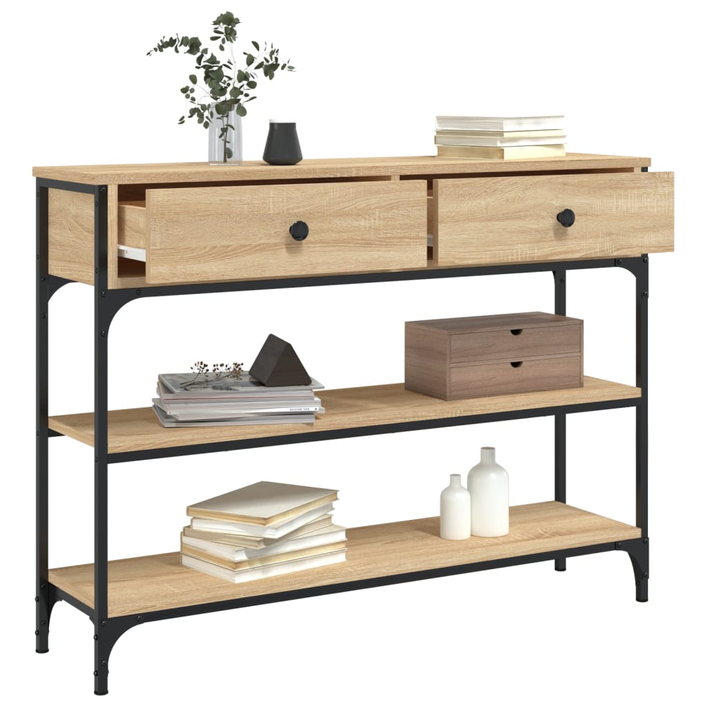 Mesa consola madera de ingeniería roble Sonoma 100x25x75 cm - Imagen 4