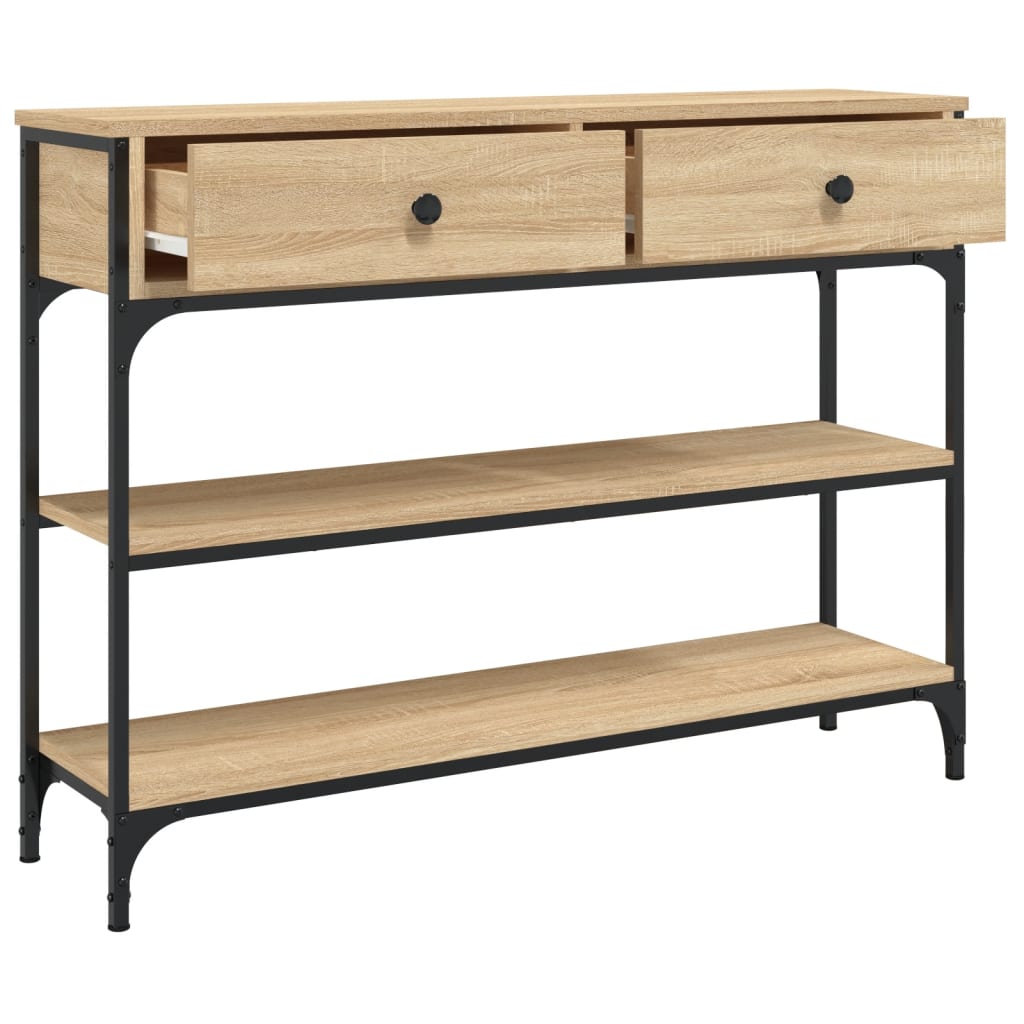 Mesa consola madera de ingeniería roble Sonoma 100x25x75 cm - Imagen 5