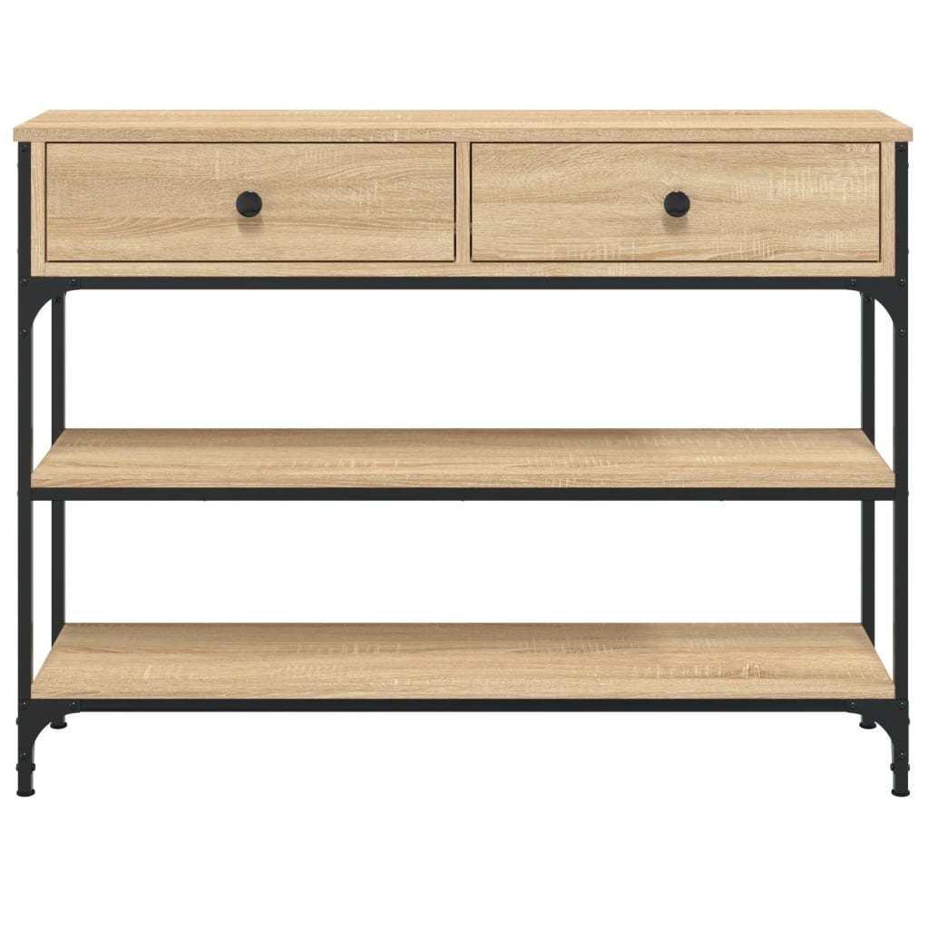 Mesa consola madera de ingeniería roble Sonoma 100x25x75 cm - Imagen 6