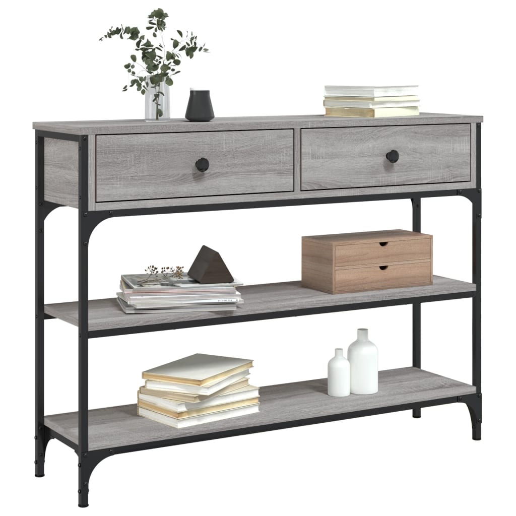 Mesa consola madera de ingeniería gris Sonoma 100x25x75 cm - Imagen 3