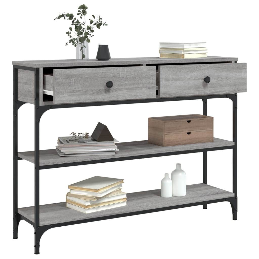 Mesa consola madera de ingeniería gris Sonoma 100x25x75 cm - Imagen 4