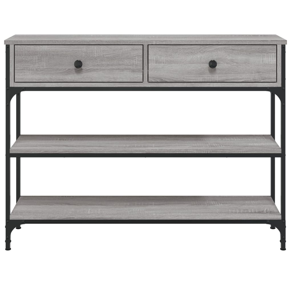 Mesa consola madera de ingeniería gris Sonoma 100x25x75 cm - Imagen 6