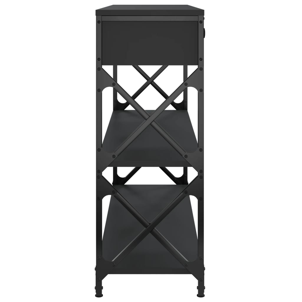 Mesa consola madera de ingeniería negra 100x28x75 cm - Imagen 7