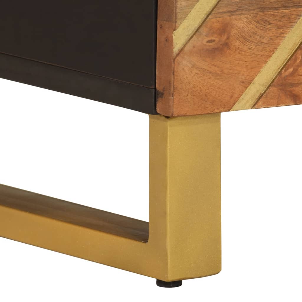 Mesita de noche de madera maciza de mango marrón y negro - Imagen 10