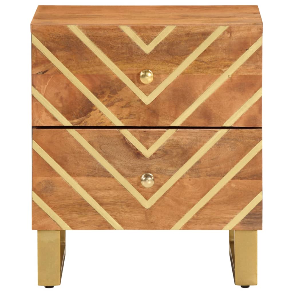 Mesita de noche de madera maciza de mango marrón y negro - Imagen 4