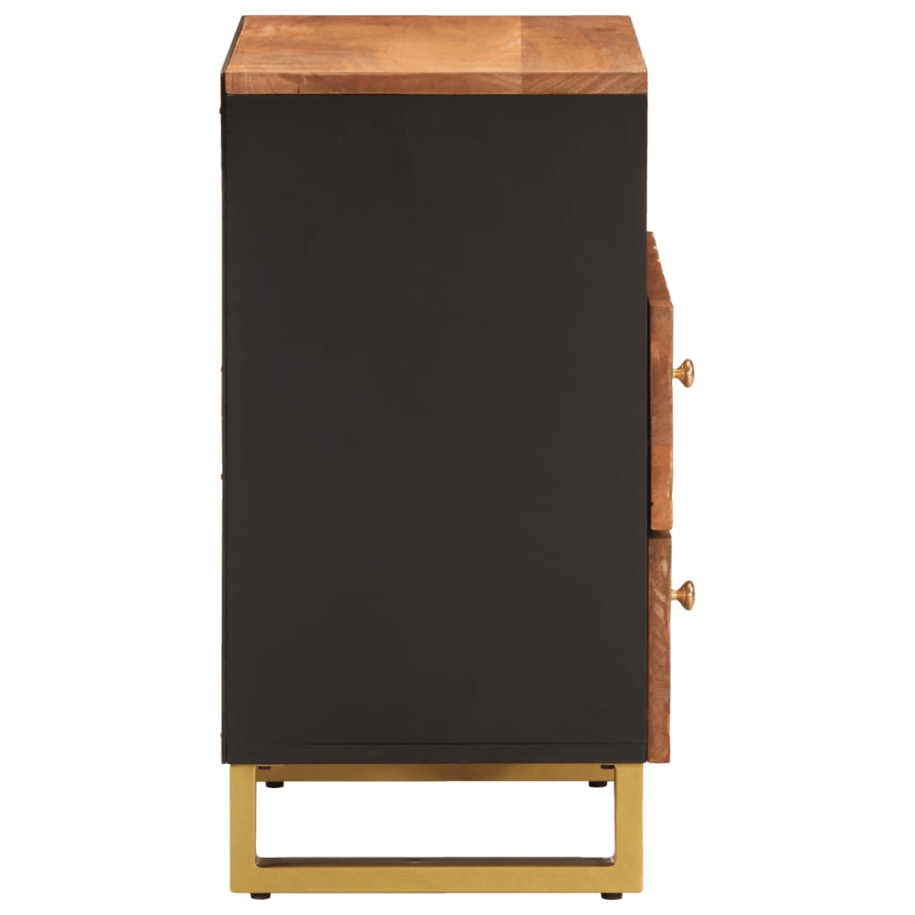 Mesita de noche madera maciza mango marrón y negro 50x33x60 c - Imagen 5