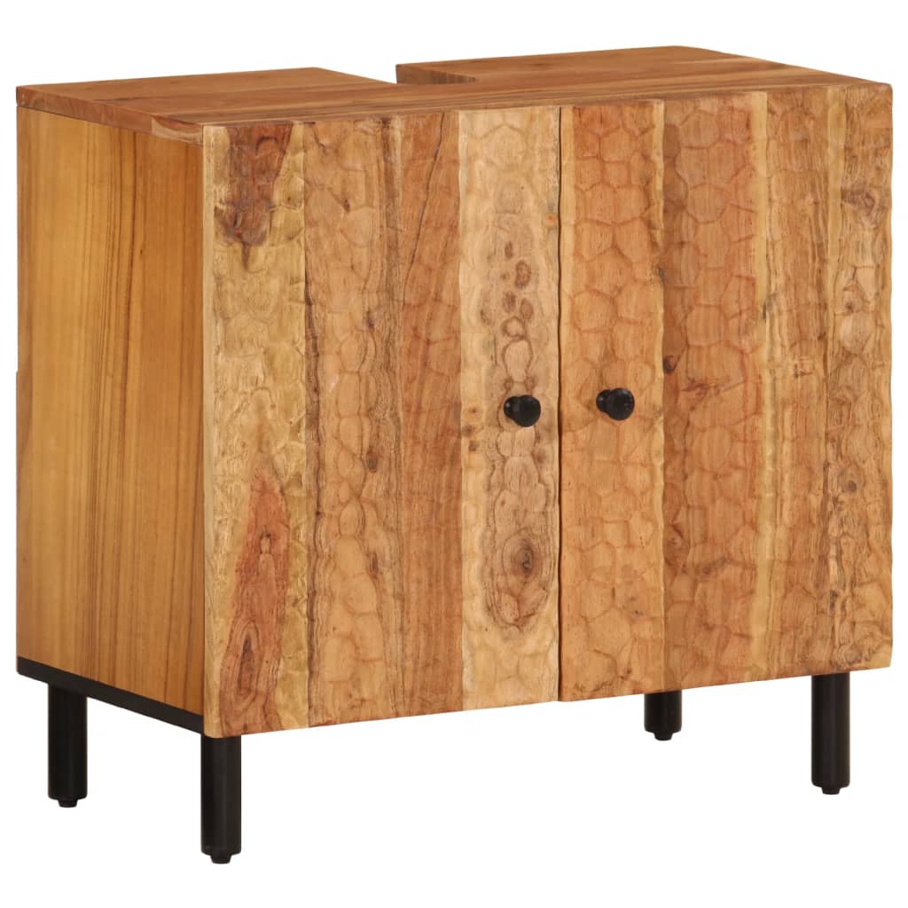 Armario de lavabo para baño madera maciza de acacia 62x33x58 cm - Imagen 2