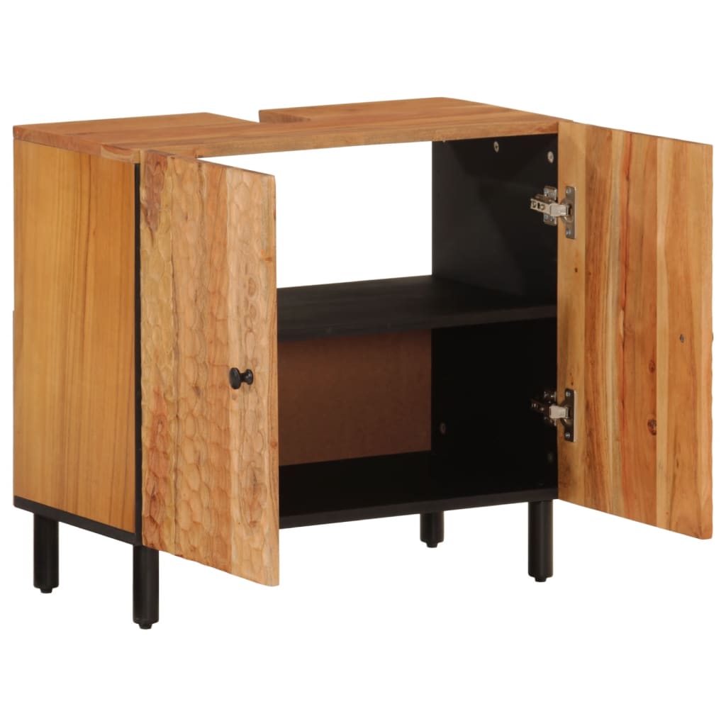 Armario de lavabo para baño madera maciza de acacia 62x33x58 cm - Imagen 4