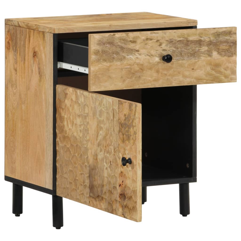 Mesita de noche madera maciza de mango 50x33x60 cm - Imagen 2