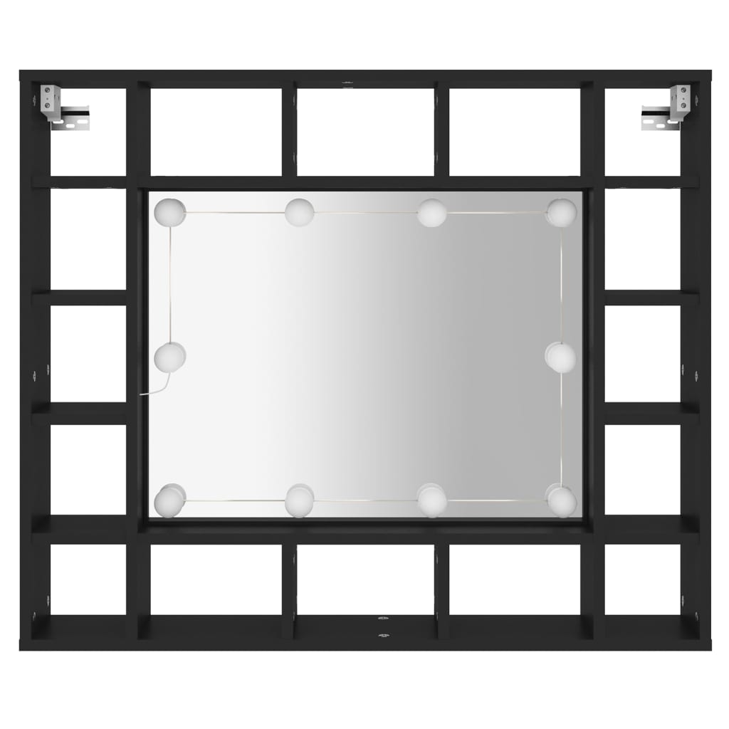 Mueble con espejo y luces LED negro 91x15x76,5 cm - Imagen 7