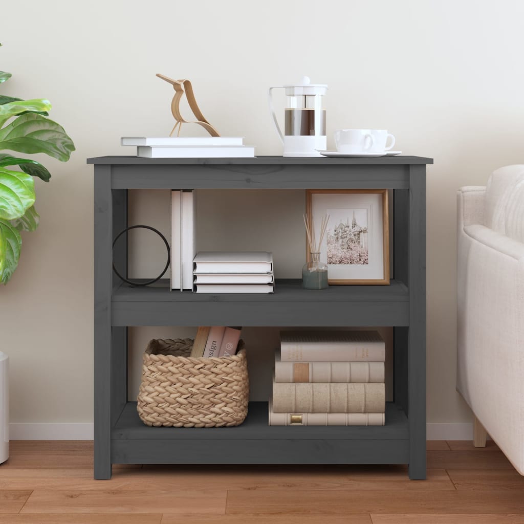 Mesa consola de madera maciza de pino gris 80x40x74 cm - Imagen 3