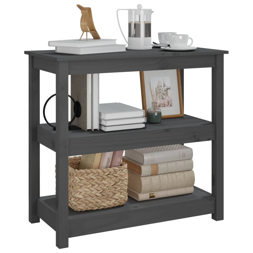 Mesa consola de madera maciza de pino gris 80x40x74 cm - Imagen 4