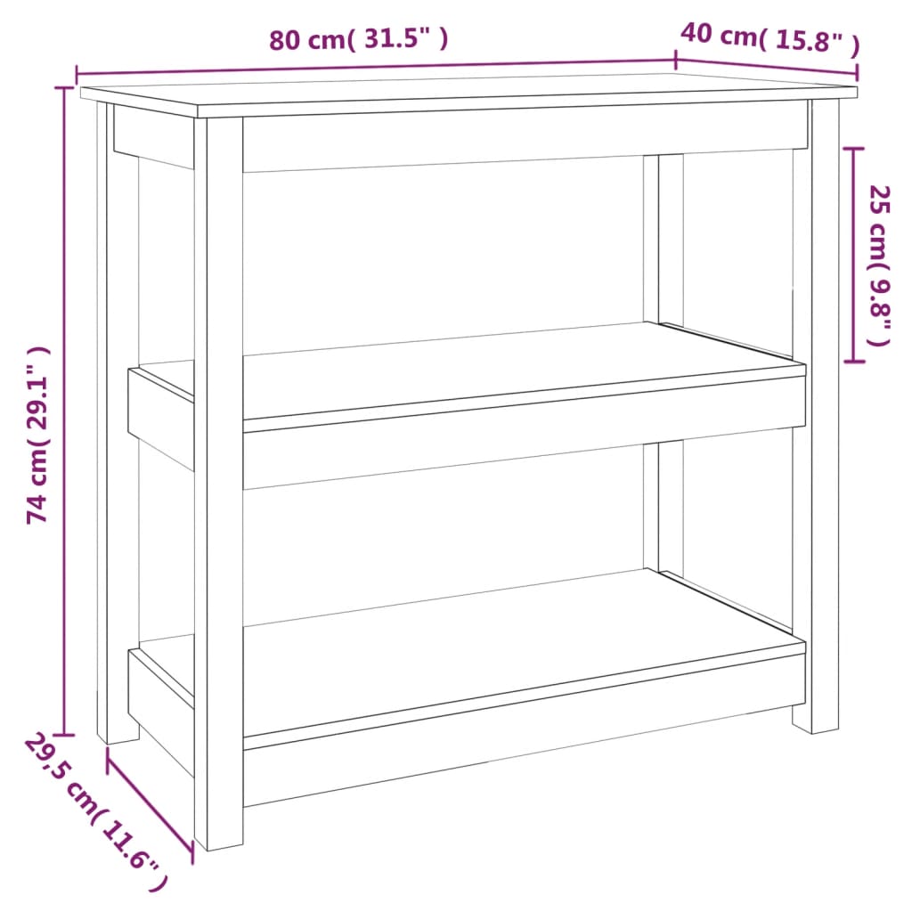 Mesa consola de madera maciza de pino gris 80x40x74 cm - Imagen 8