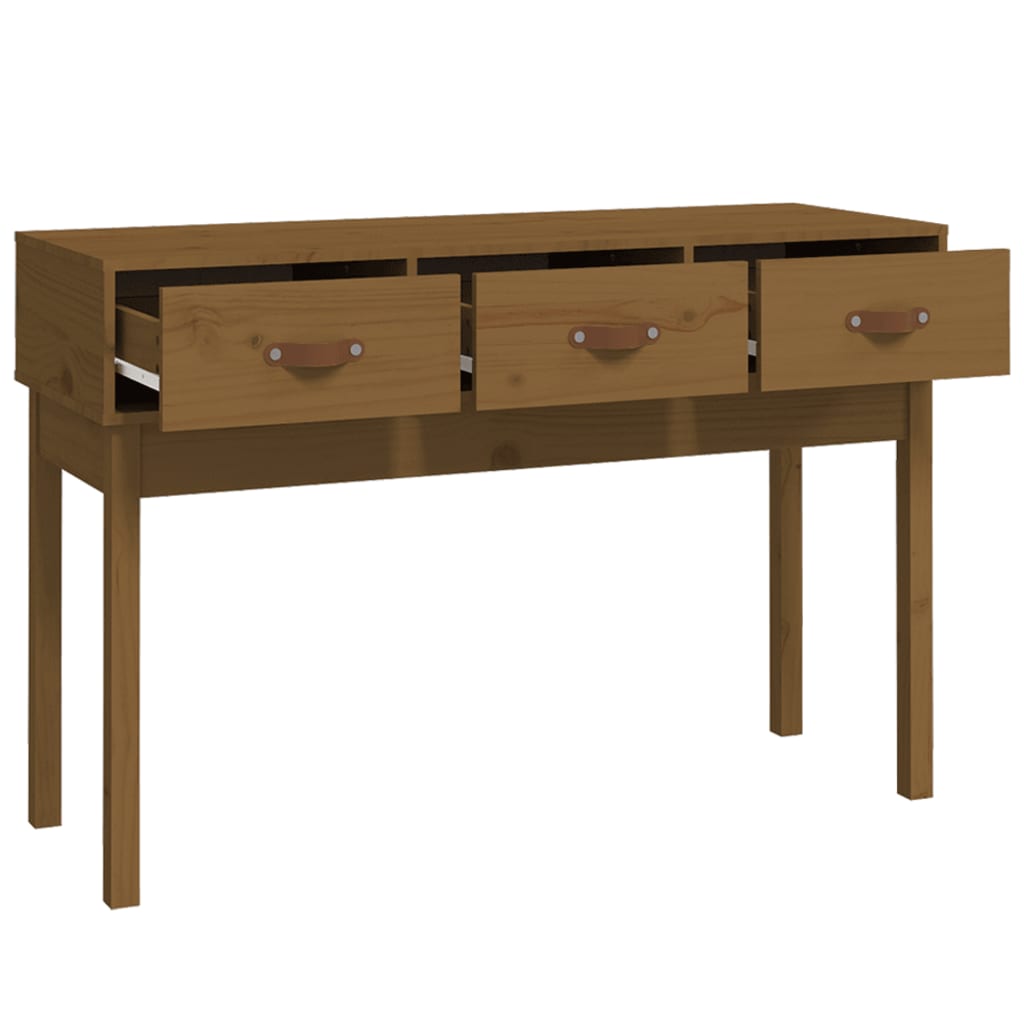 Mesa consola de madera maciza de pino marrón miel 114x40x75 cm - Imagen 4
