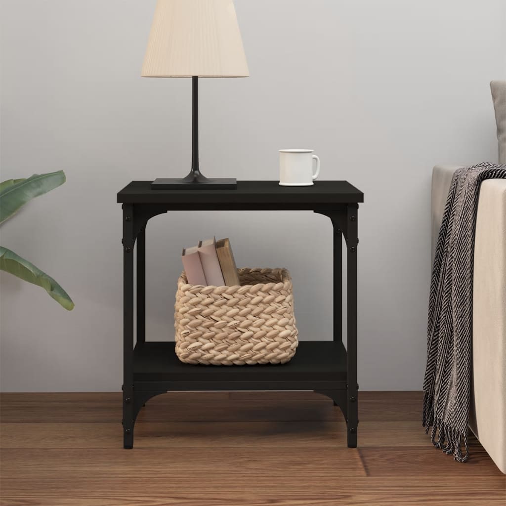 Mesa auxiliar de madera contrachapada negro 40x30x42 cm - Imagen 3