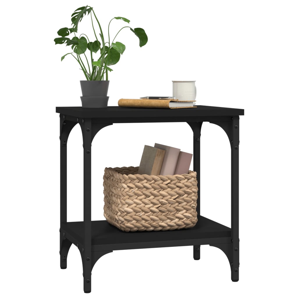 Mesa auxiliar de madera contrachapada negro 40x30x42 cm - Imagen 4