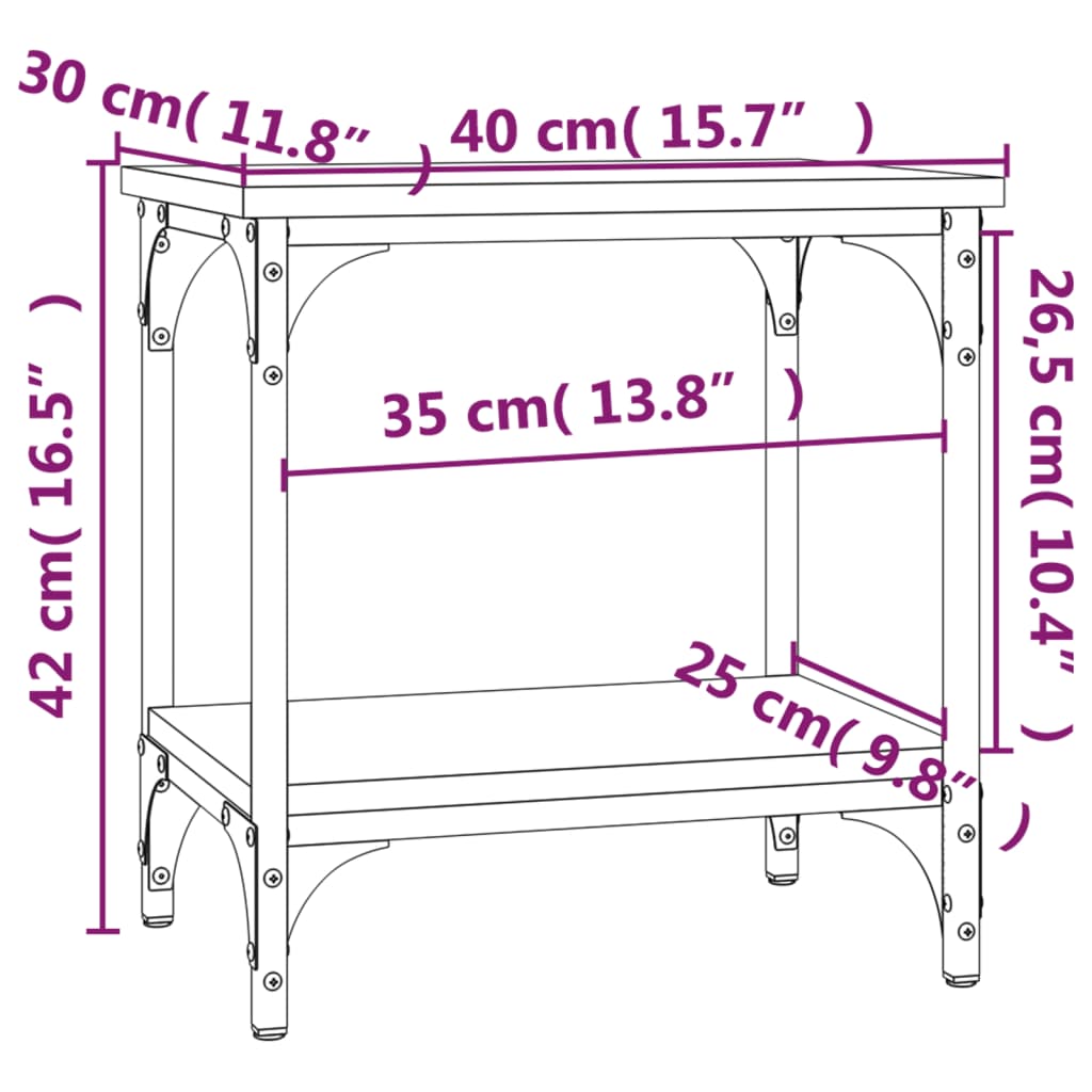 Mesa auxiliar de madera contrachapada negro 40x30x42 cm - Imagen 9