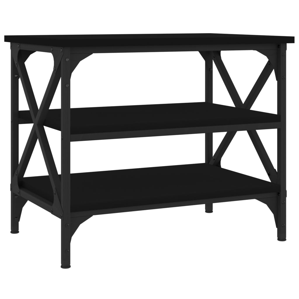 Mesa auxiliar de madera contrachapada negro 55x38x45 cm - Imagen 2
