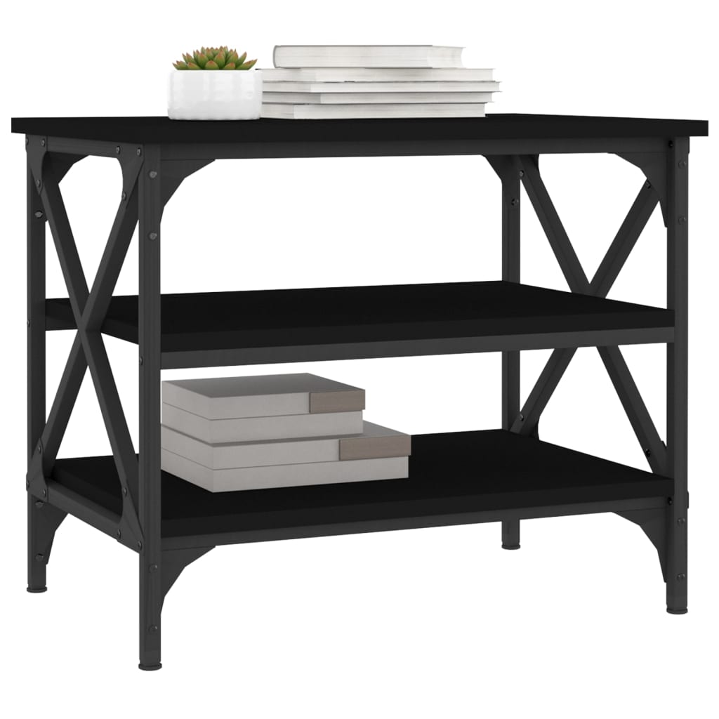 Mesa auxiliar de madera contrachapada negro 55x38x45 cm - Imagen 4