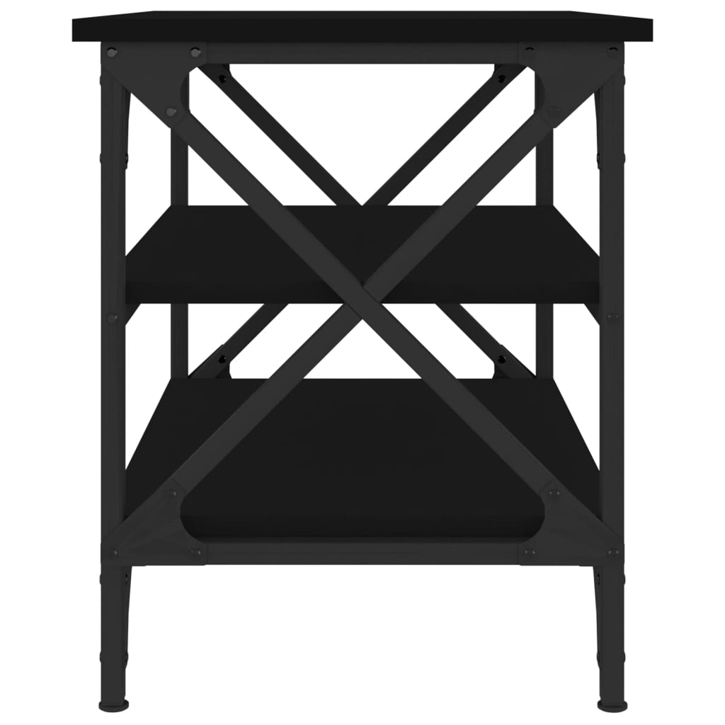 Mesa auxiliar de madera contrachapada negro 55x38x45 cm - Imagen 6