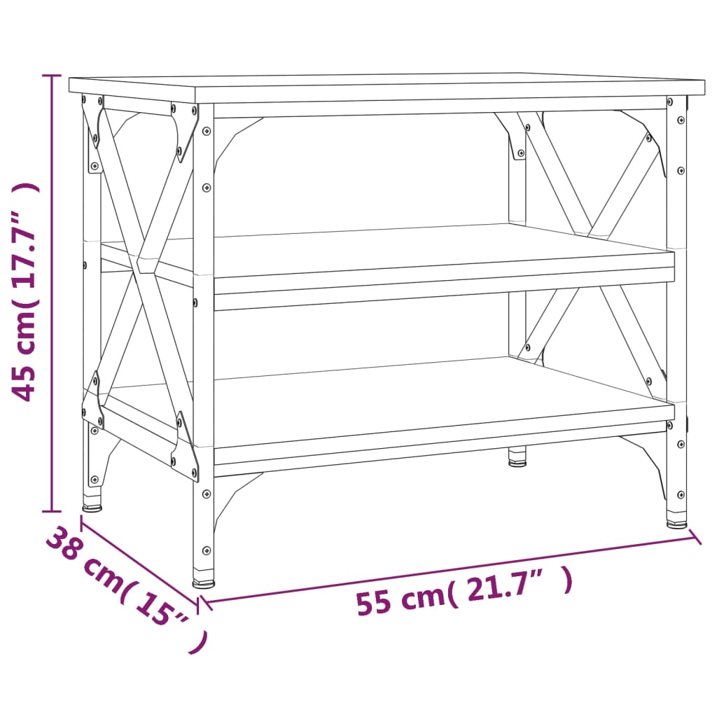 Mesa auxiliar de madera contrachapada negro 55x38x45 cm - Imagen 8