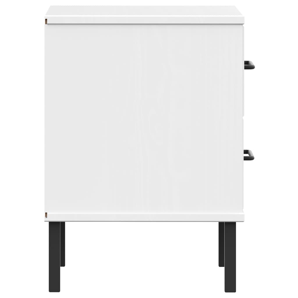 Mesita de noche patas de metal madera maciza pino blanca OSLO - Imagen 6