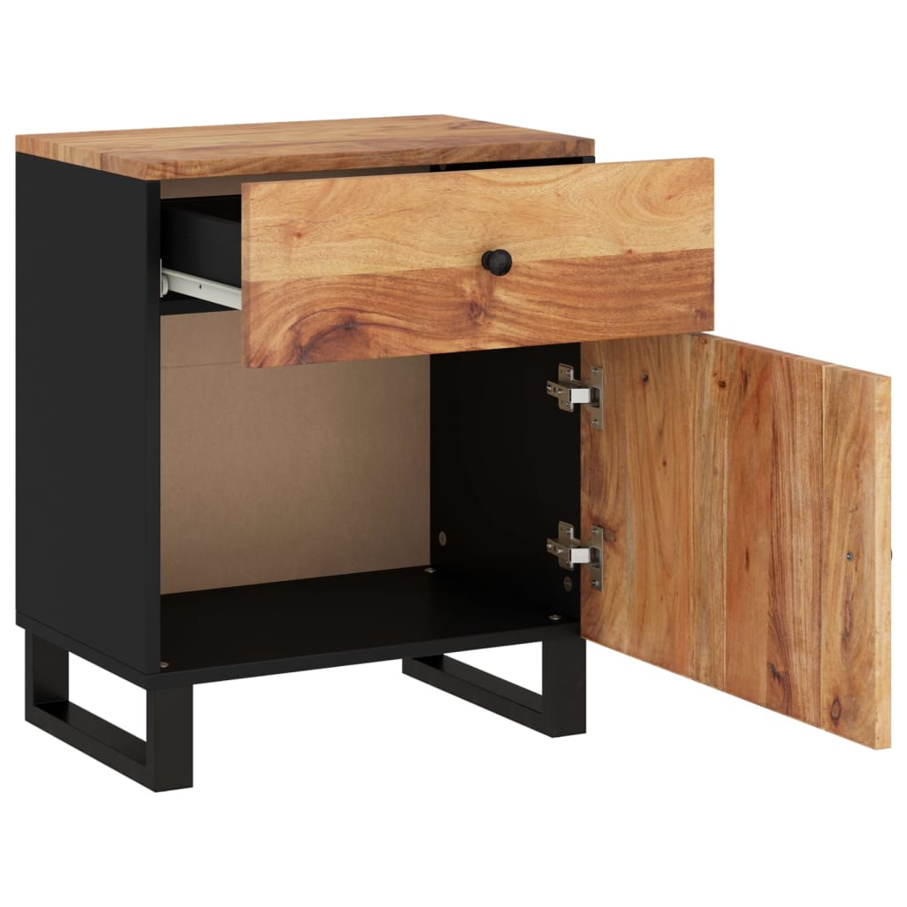 Mesita de noche madera acacia madera contrachapada 50x33x60 cm - Imagen 4