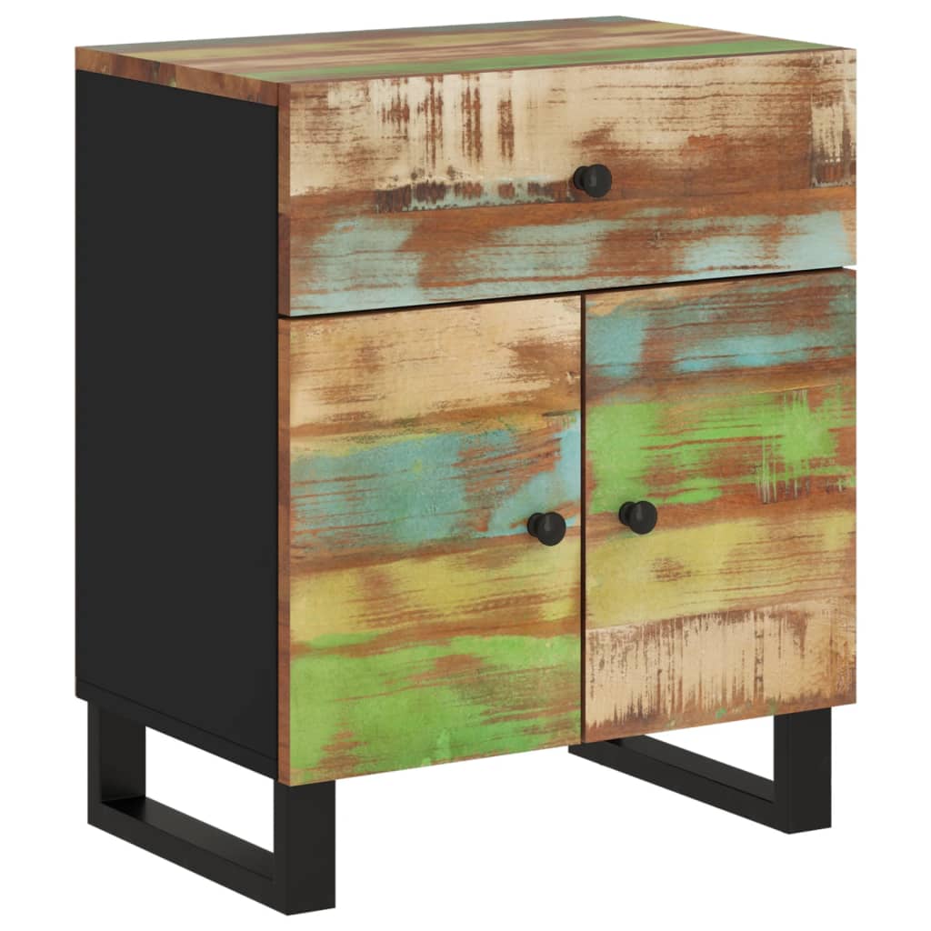 Mesita de noche madera reciclada y contrachapada 50x33x60 cm - Imagen 12