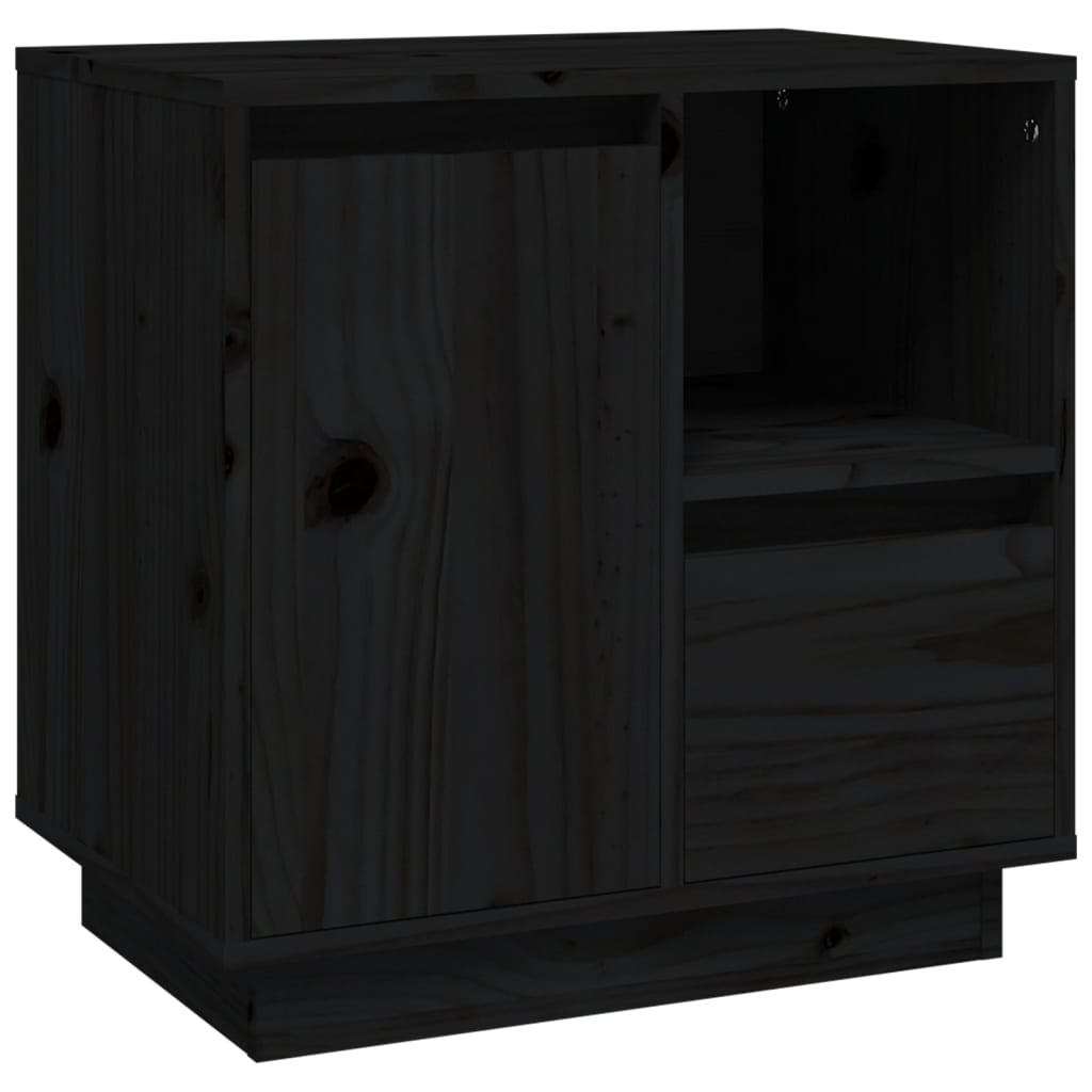 Mesita de noche madera maciza de pino negro 50x34x50 cm - Imagen 2
