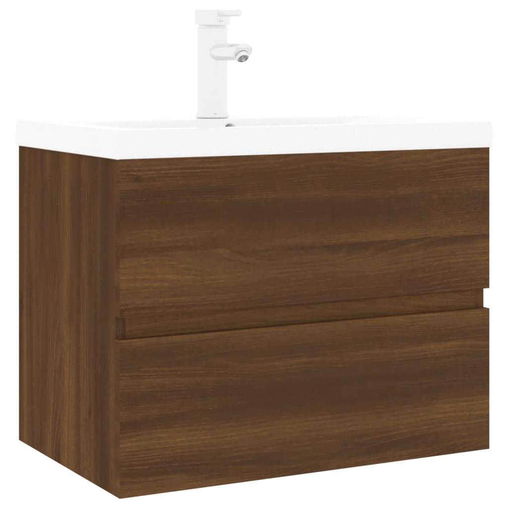 Mueble de baño con lavabo madera contrachapada marrón roble - Imagen 2