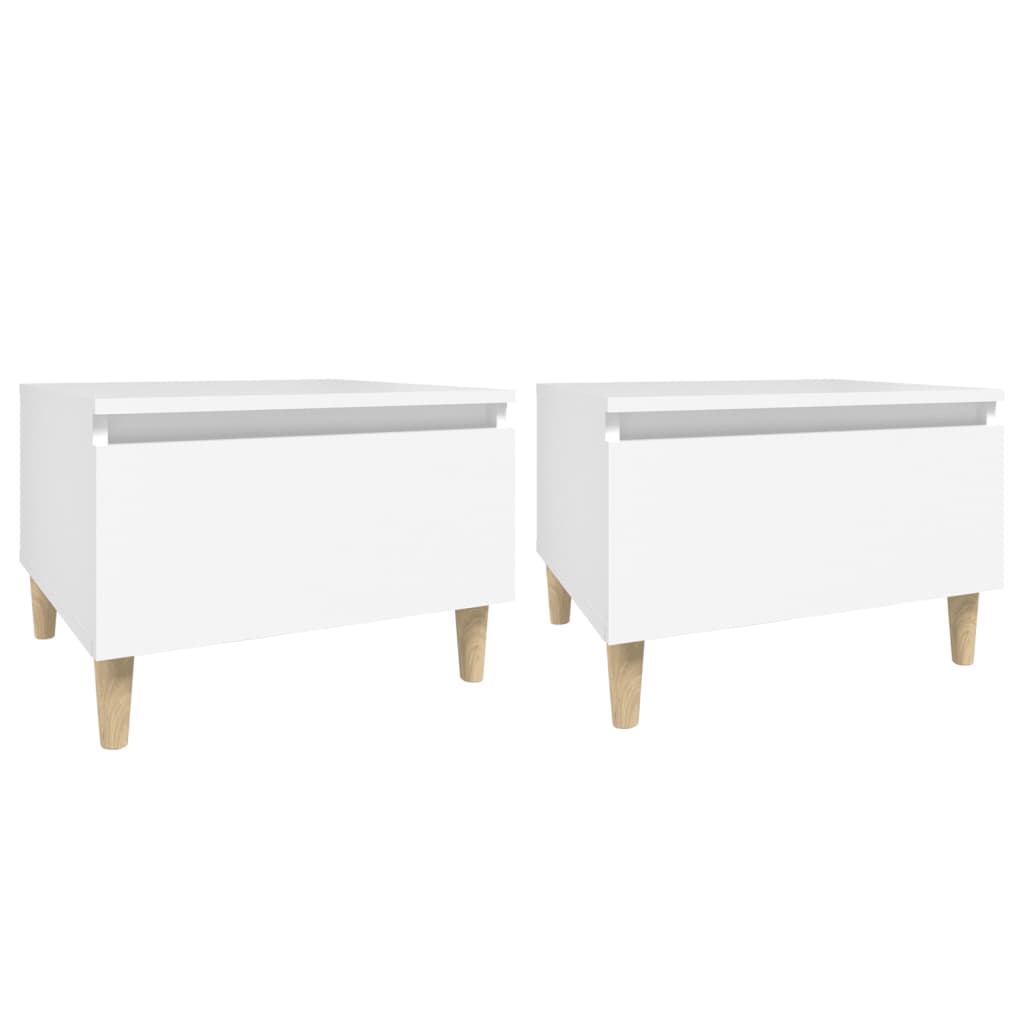 Mesas auxiliares 2 uds madera contrachapada blanco 50x46x35 cm - Imagen 2