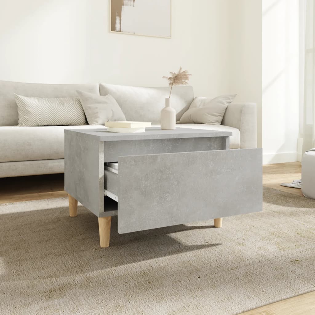 Mesa auxiliar de madera contrachapada gris hormigón 50x46x35 cm - Imagen 3