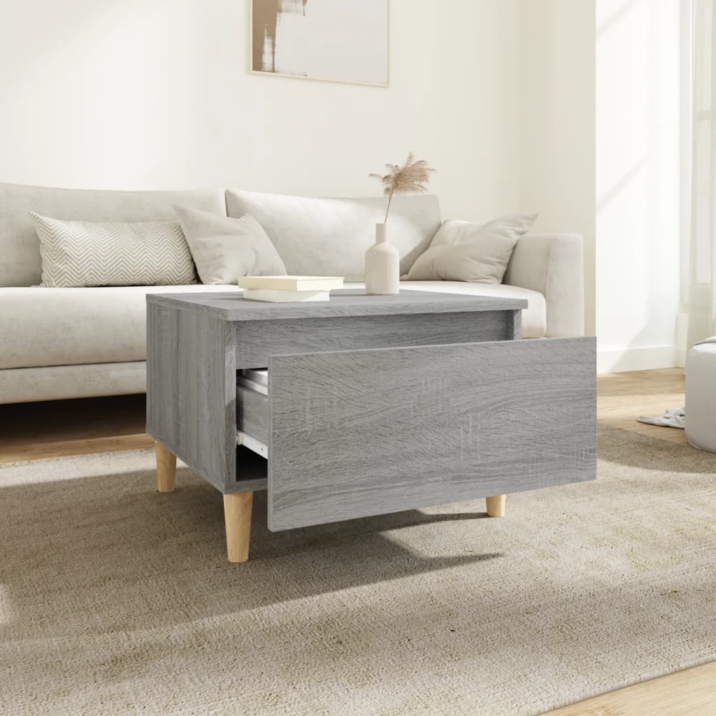 Mesa auxiliar madera contrachapada gris Sonoma 50x46x35 cm - Imagen 3