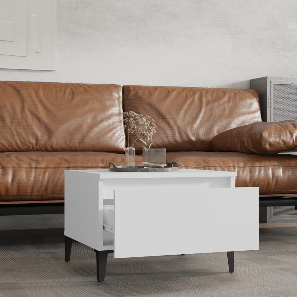 Mesas auxiliares 2 uds madera contrachapada blanco 50x46x35 cm - Imagen 3