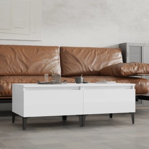 Mesas auxiliares 2 uds contrachapada blanco brillo 50x46x35 cm