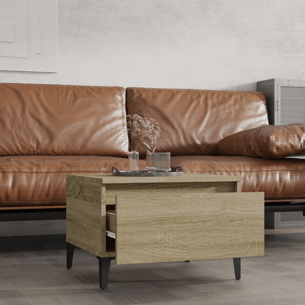 Mesa auxiliar madera contrachapada roble Sonoma 50x46x35 cm - Imagen 3