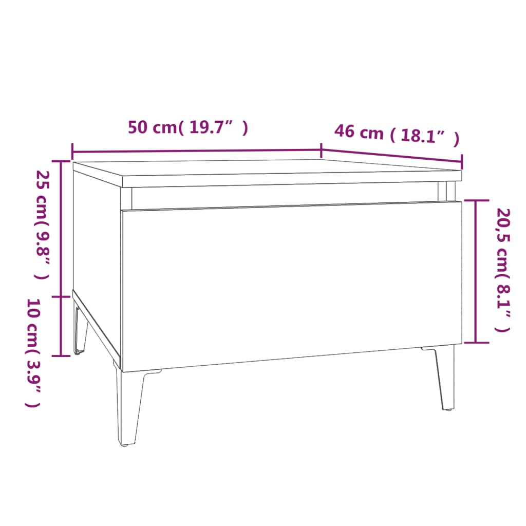 Mesa auxiliar madera contrachapada roble Sonoma 50x46x35 cm - Imagen 10