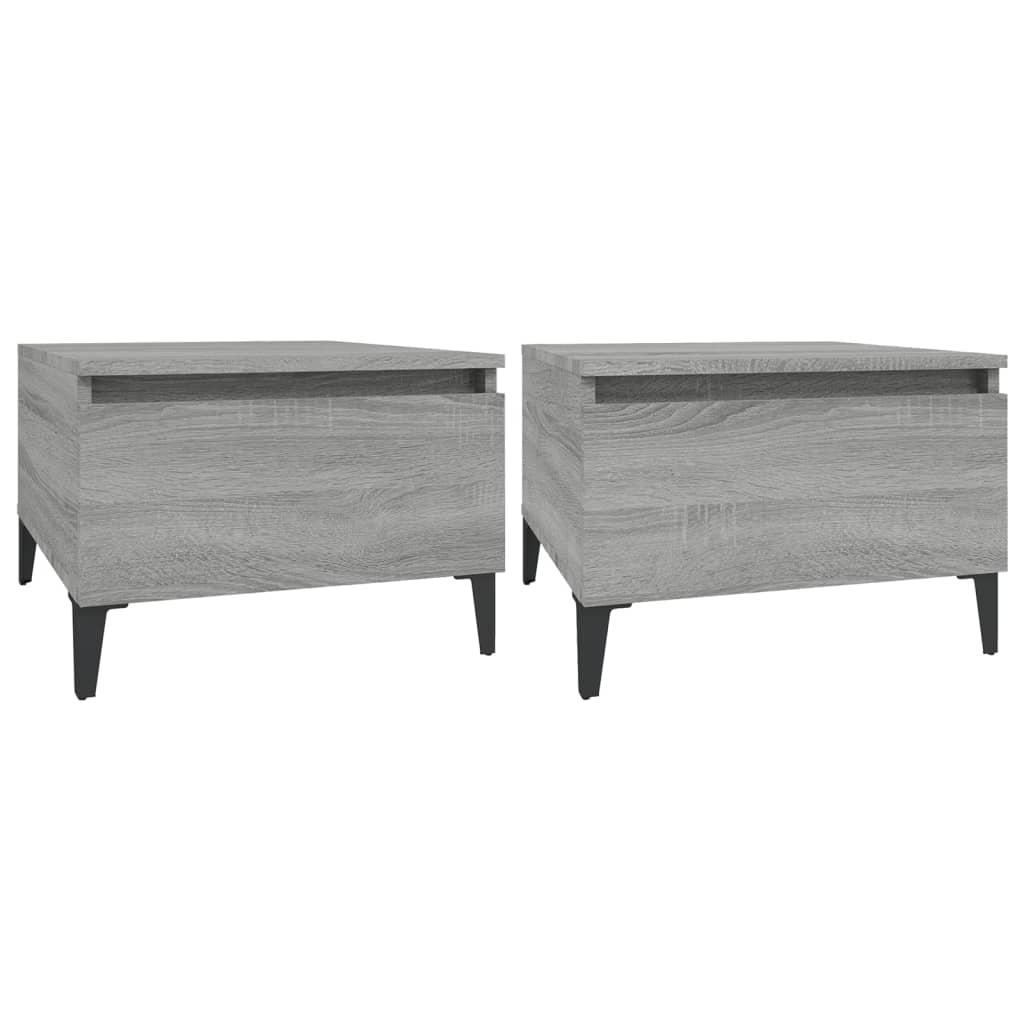 Mesas auxiliares 2 uds contrachapada gris Sonoma 50x46x35 cm - Imagen 2