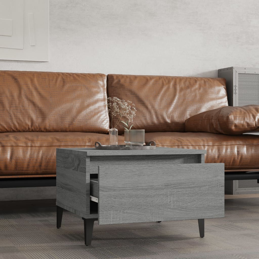 Mesas auxiliares 2 uds contrachapada gris Sonoma 50x46x35 cm - Imagen 3