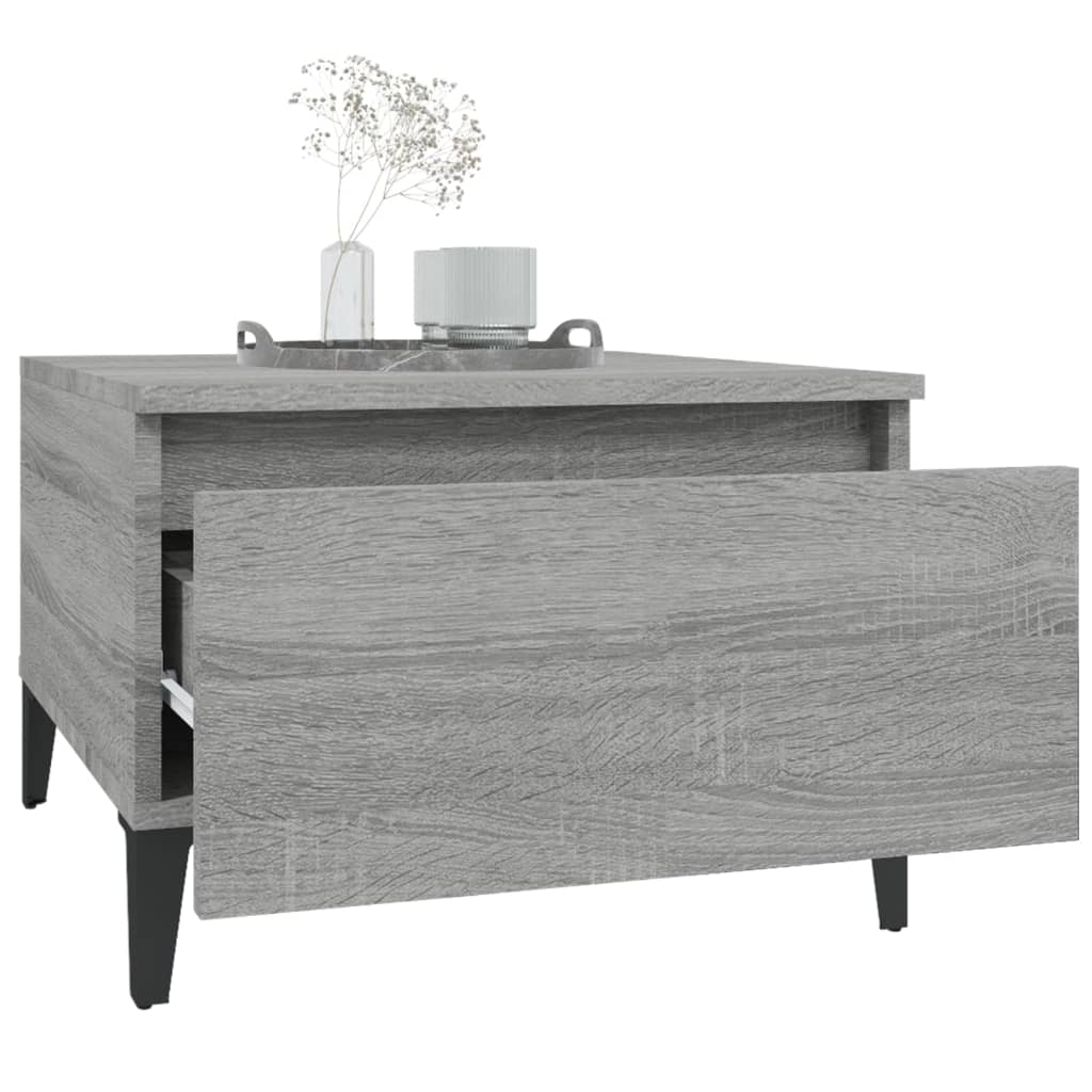 Mesas auxiliares 2 uds contrachapada gris Sonoma 50x46x35 cm - Imagen 5