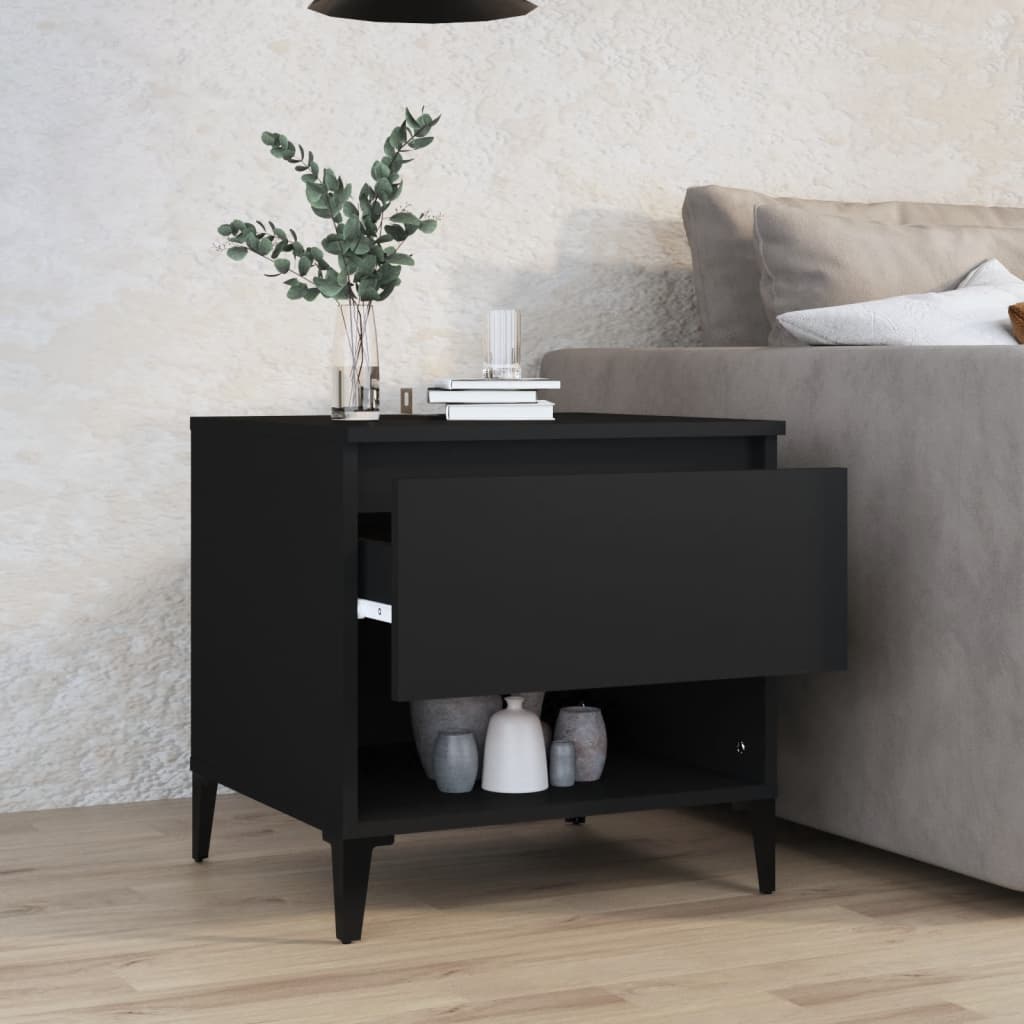Mesa auxiliar madera contrachapada negro 50x46x50 cm - Imagen 3