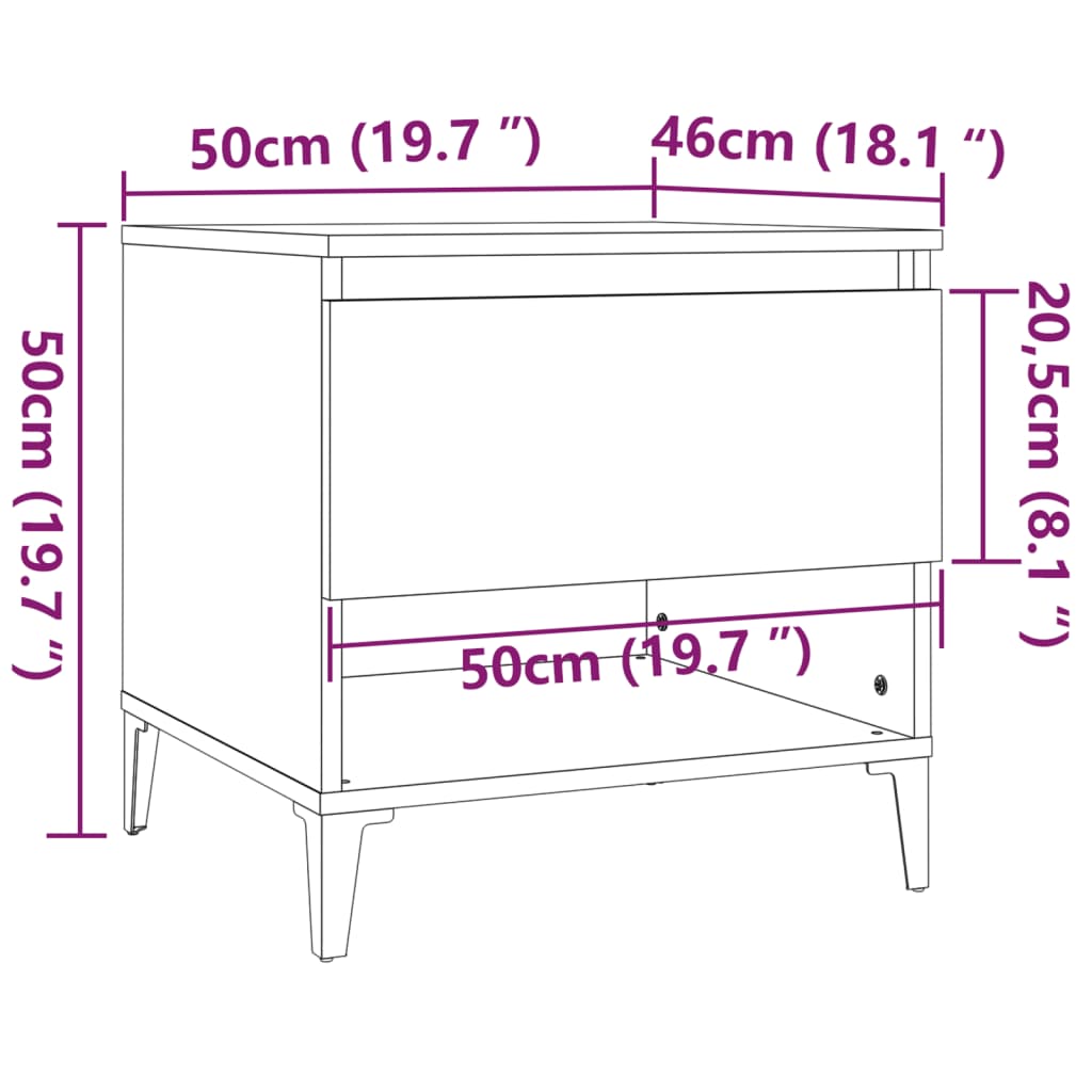 Mesas auxiliares 2 uds madera roble Sonoma 50x46x50 cm - Imagen 11