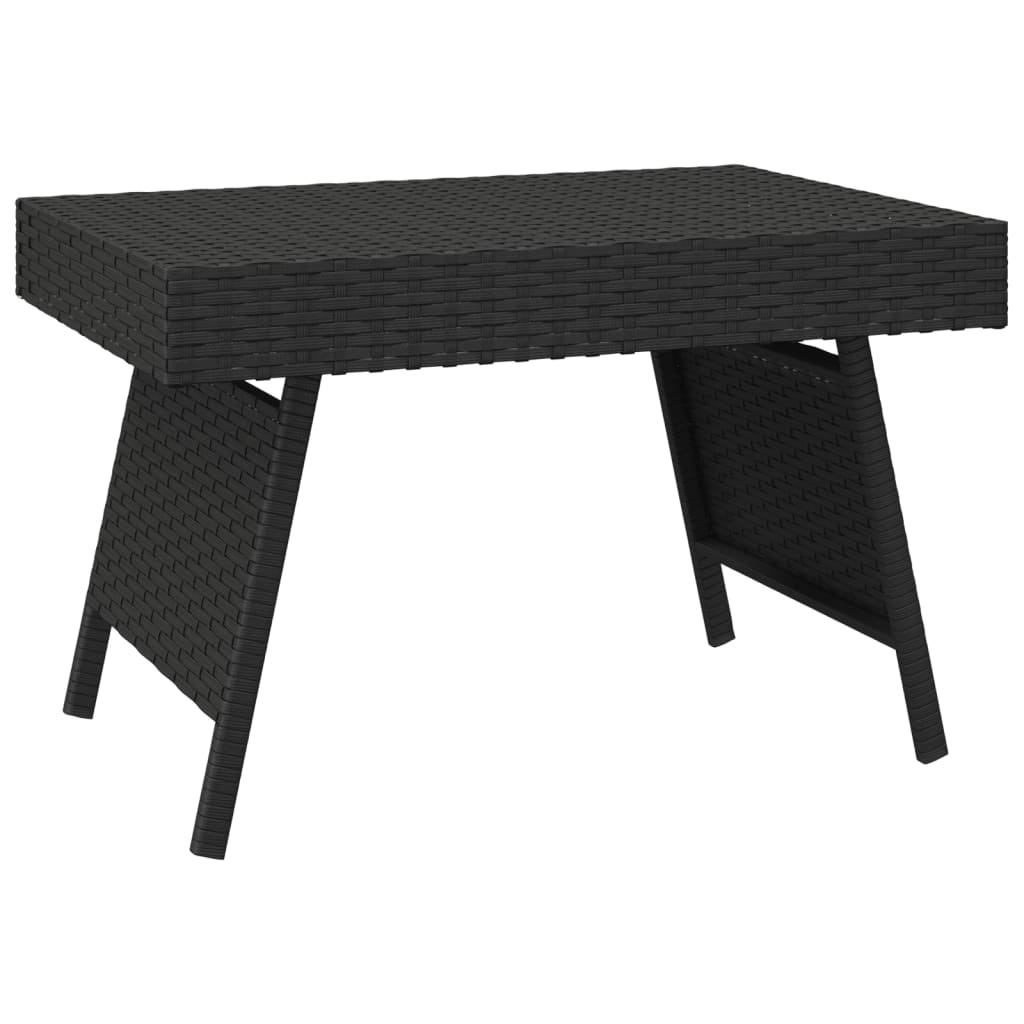 Mesa auxiliar plegable ratán sintético negro 60x40x38 cm - Imagen 2